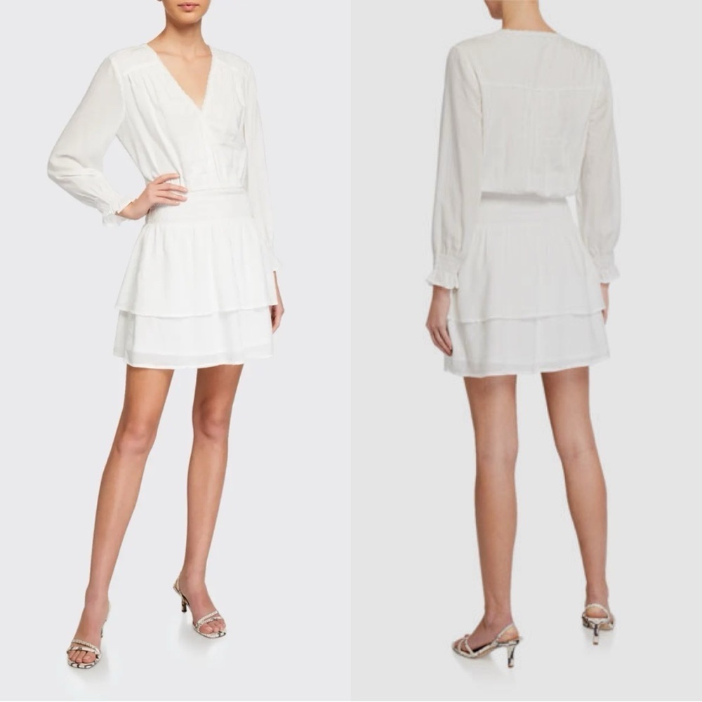 Paige White Serrano Long Sleeve Mini Dress